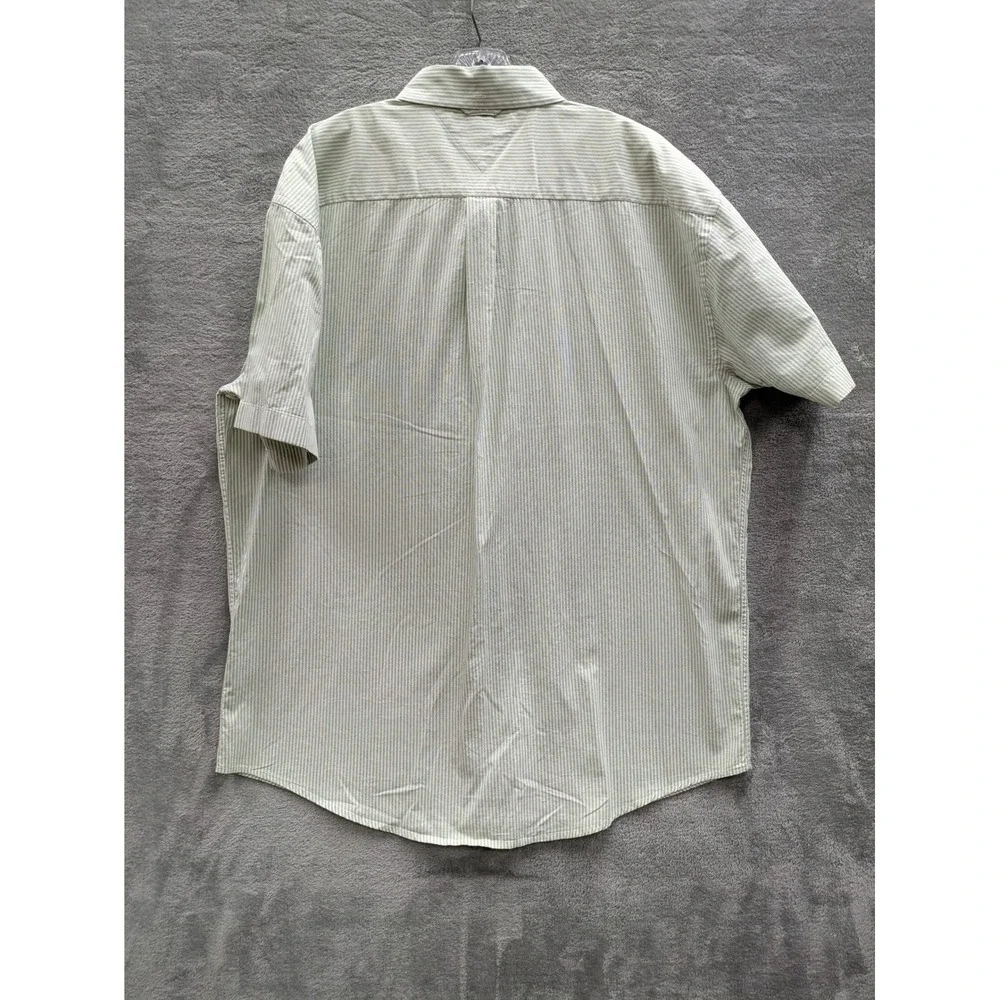 Tommy Hilfiger Short Sleeve Button Down Shirt‎ Mens XXL Green White Striped